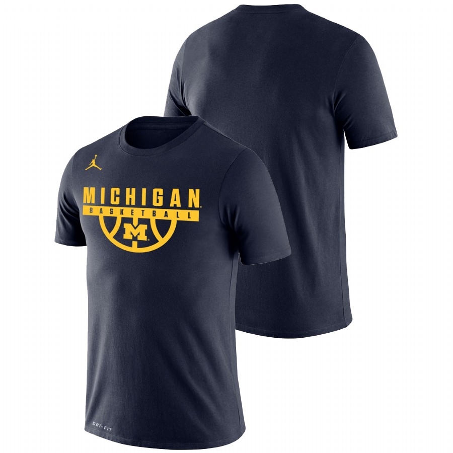 Michigan Wolverines Men's NCAA Navy Drop Legend Performance College Basketball T-Shirt AZF8749RW